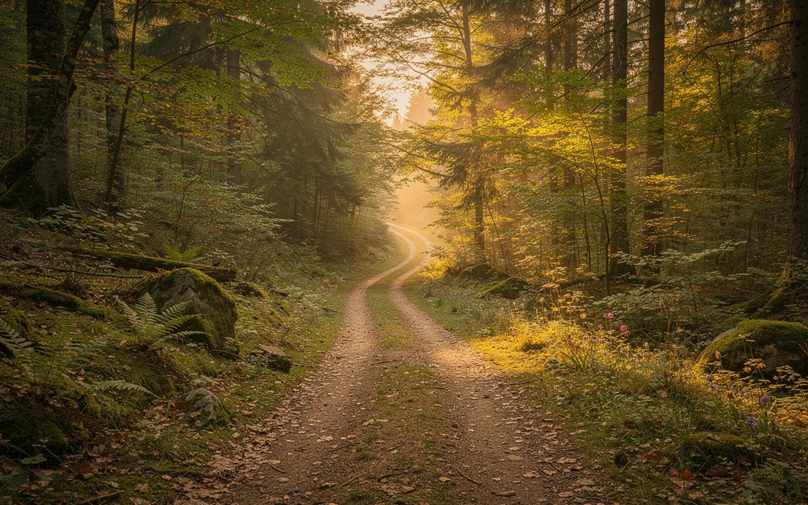 Carpathian forest path in mountain air